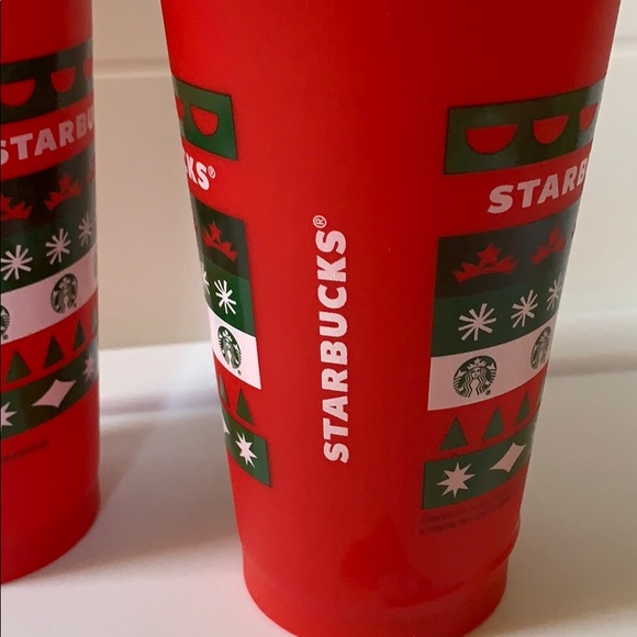 Starbucks Christmas Cups & Lids 2 Reusable Tumblers 2020 - Picture 2 of 5